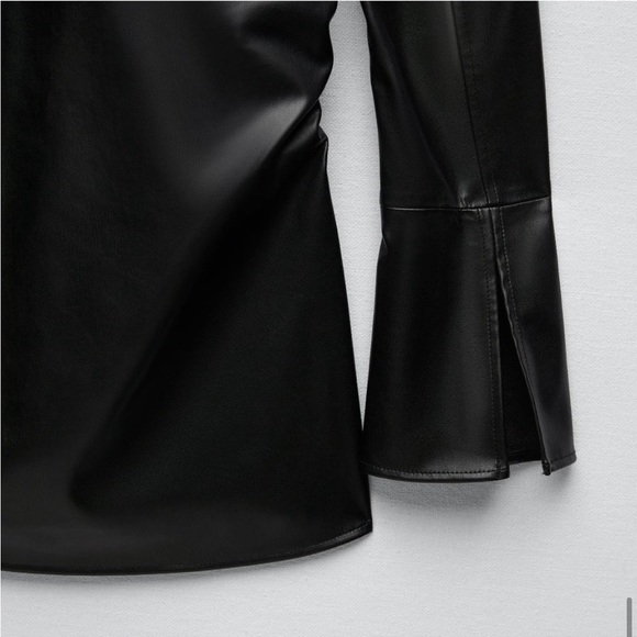 ZARA Fitted Faux Leather Overshirt - Picture 2 of 8